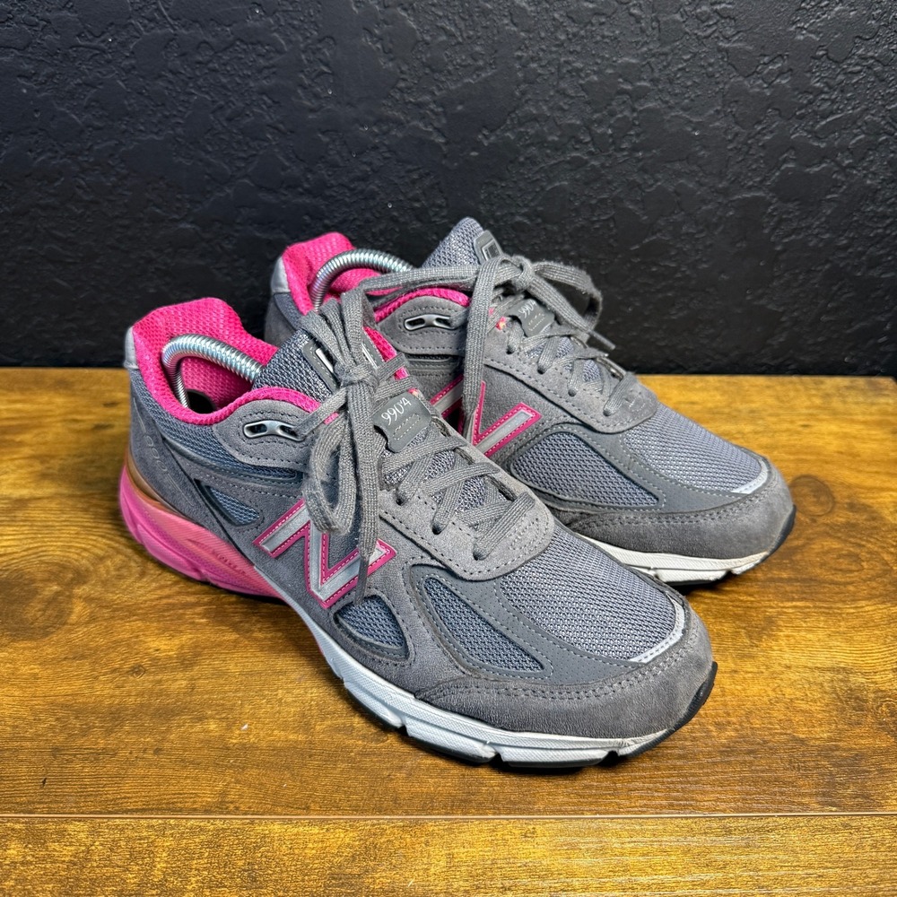 New Balance 990v4 W990GL4 Grey Pink Suede Mesh Running Shoes Womens 9